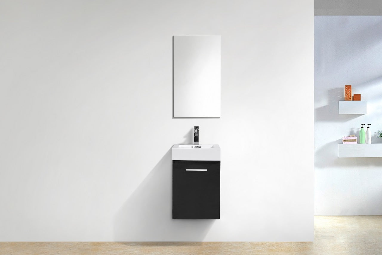 Bliss 16" Black Wall Mount Modern Bathroom Vanity