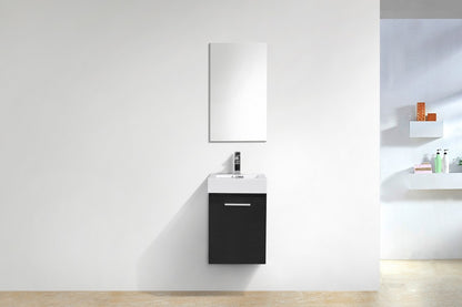 Bliss 16" Black Wall Mount Modern Bathroom Vanity