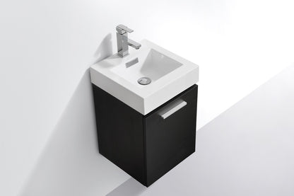 Bliss 16" Black Wall Mount Modern Bathroom Vanity