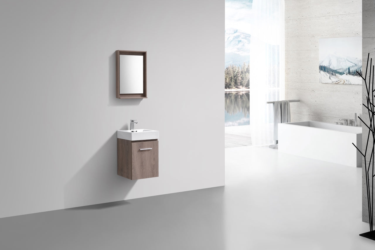 Bliss 16" Butternut Wall Mount Modern Bathroom Vanity