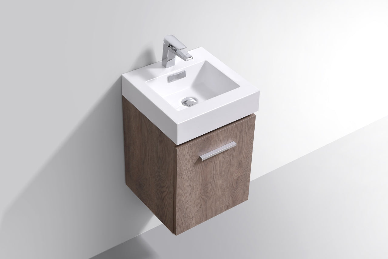 Bliss 16" Butternut Wall Mount Modern Bathroom Vanity