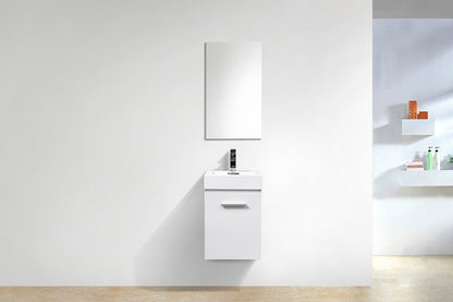 Bliss 16" High Gloss White Wall Mount Modern Bathroom Vanity