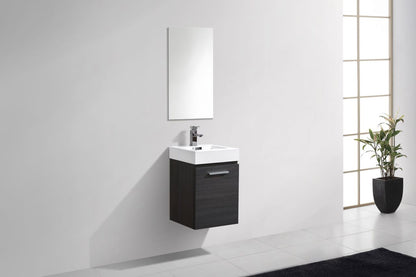 Bliss 16" High Gloss Gray Oak Wall Mount Modern Bathroom Vanity