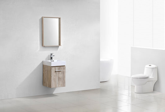 Bliss 16" Nature Wood Wall Mount Modern Bathroom Vanity