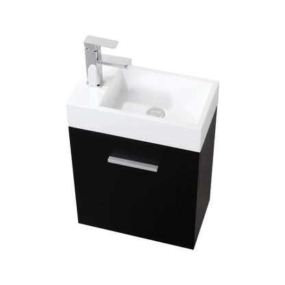 Bliss 18" Black Wall Mount Modern Bathroom Vanity