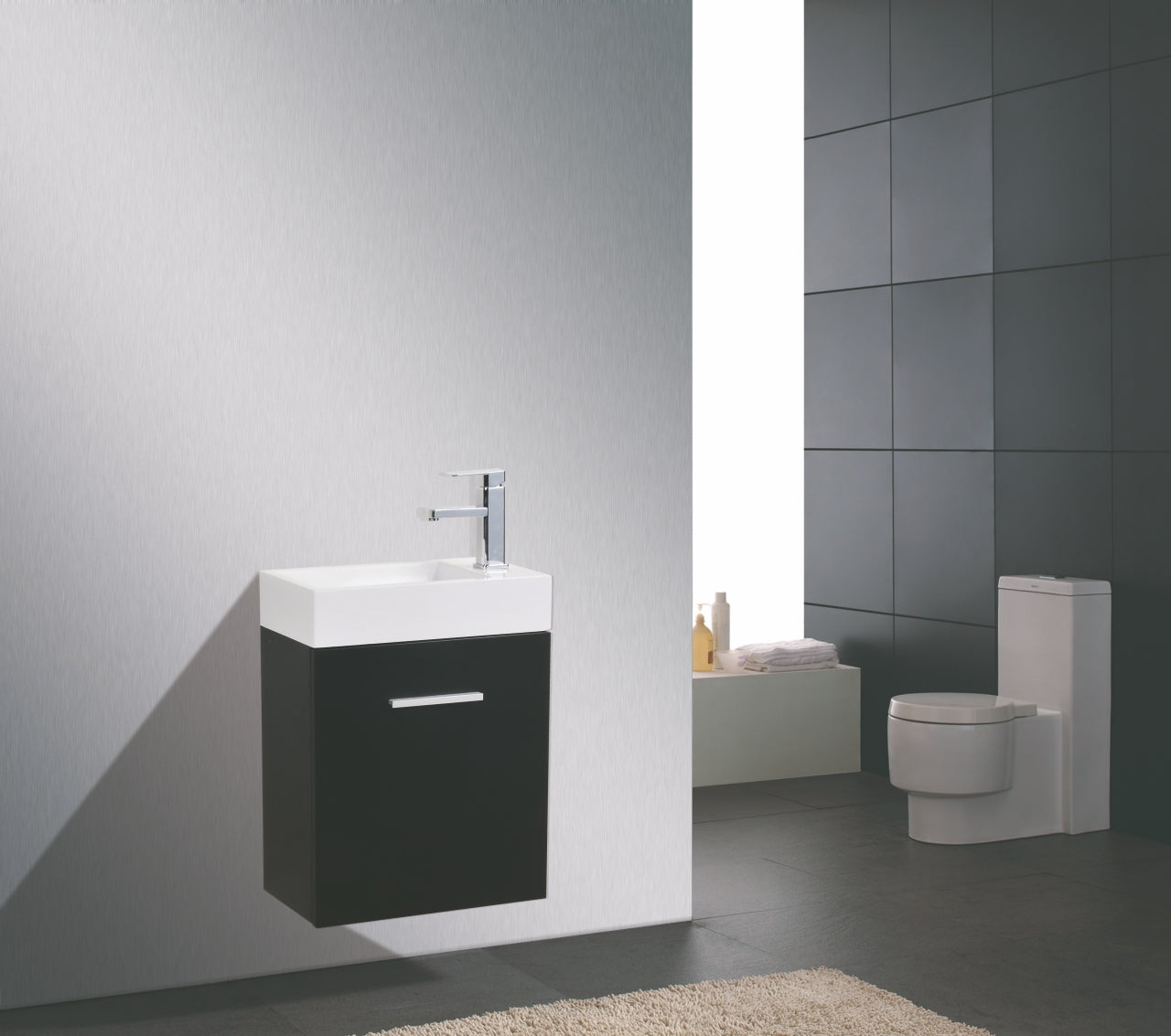 Bliss 18" Black Wall Mount Modern Bathroom Vanity