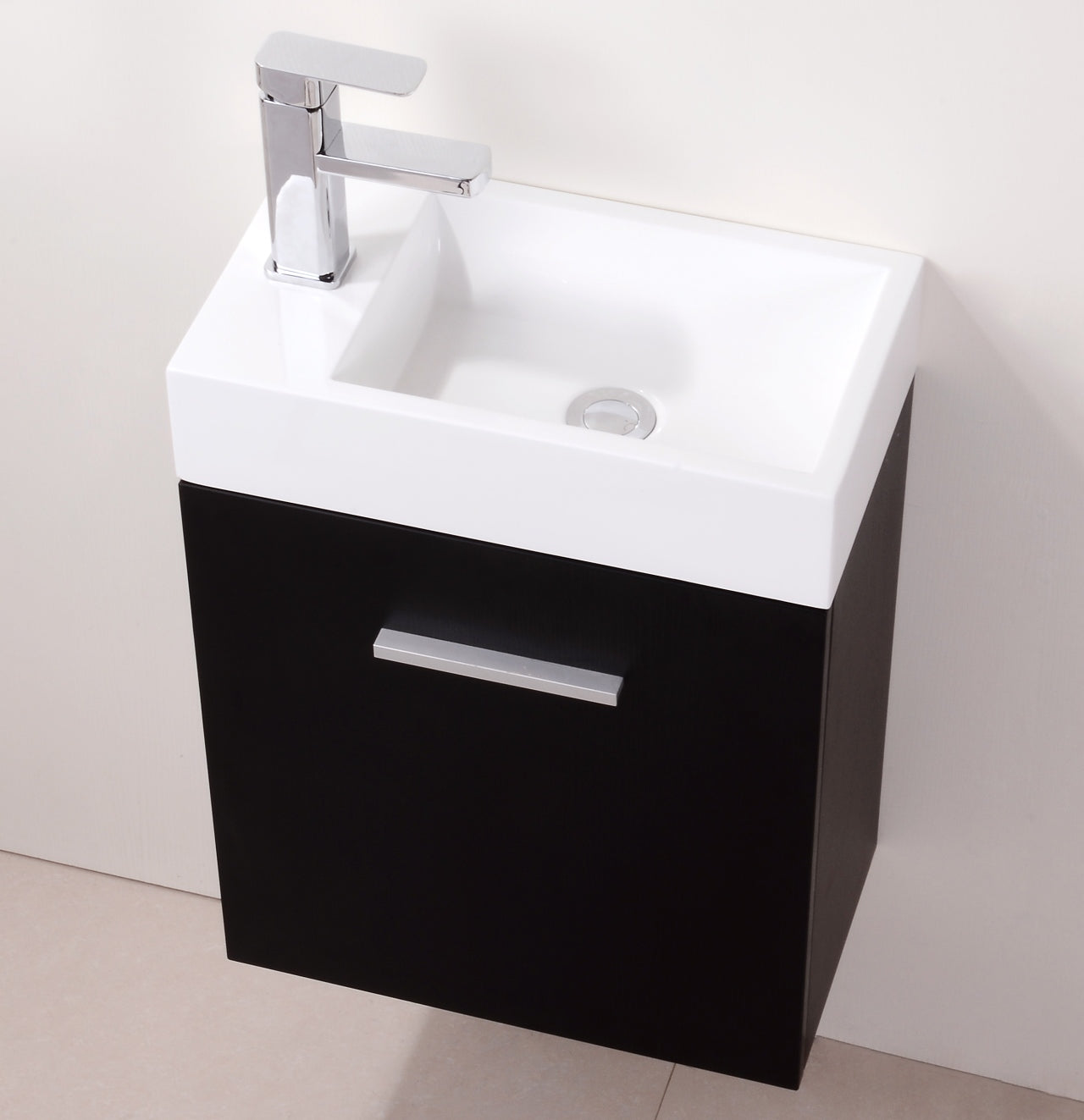 Bliss 18" Black Wall Mount Modern Bathroom Vanity