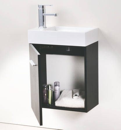 Bliss 18" Black Wall Mount Modern Bathroom Vanity
