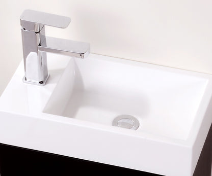 Bliss 18" Black Wall Mount Modern Bathroom Vanity