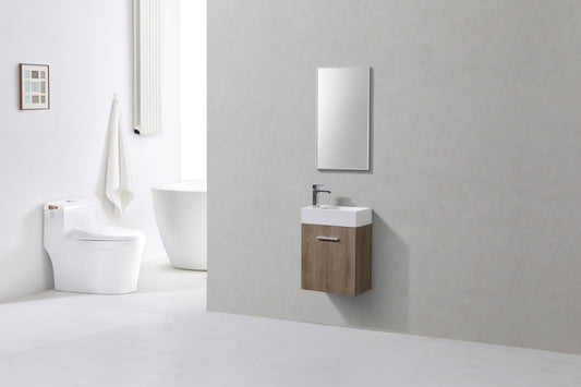 Bliss 18" Butternut Wood Wall Mount Modern Bathroom Vanity