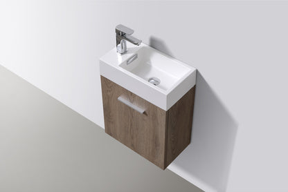 Bliss 18" Butternut Wood Wall Mount Modern Bathroom Vanity