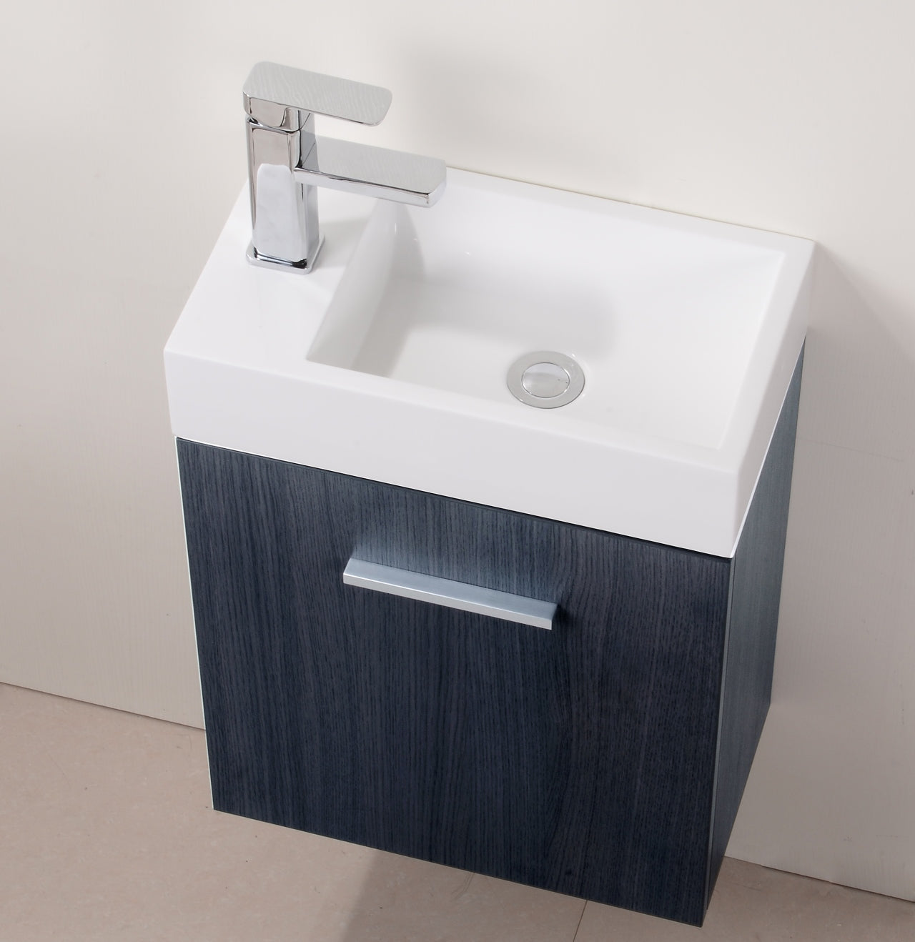 Bliss 18" Gray Oak Wall Mount Modern Bathroom Vanity