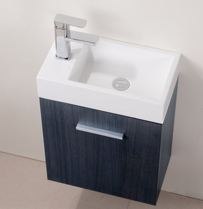 Bliss 18" Gray Oak Wall Mount Modern Bathroom Vanity