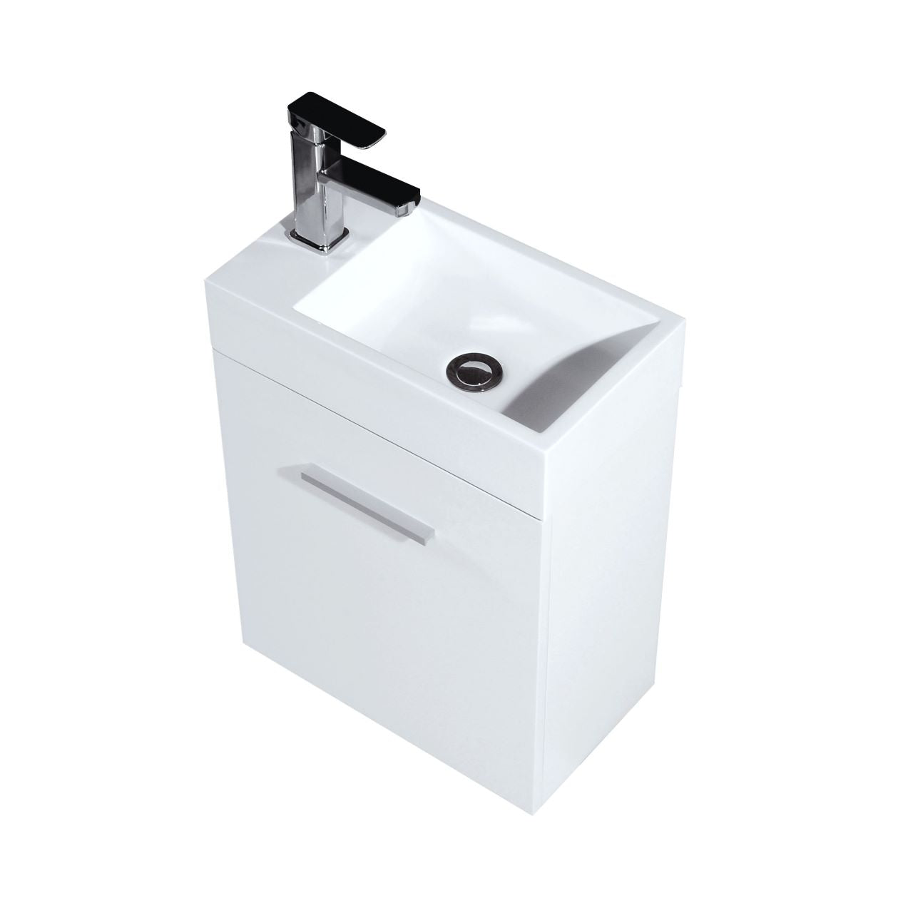 Bliss 18" Gloss White Wall Mount Modern Bathroom Vanity