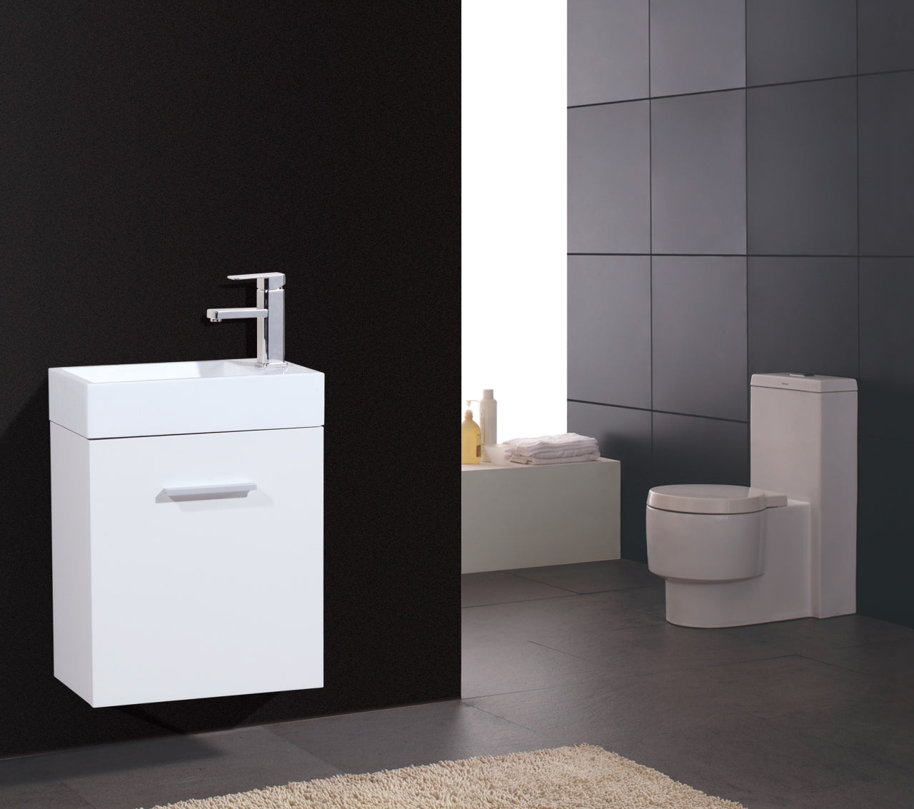 Bliss 18" Gloss White Wall Mount Modern Bathroom Vanity