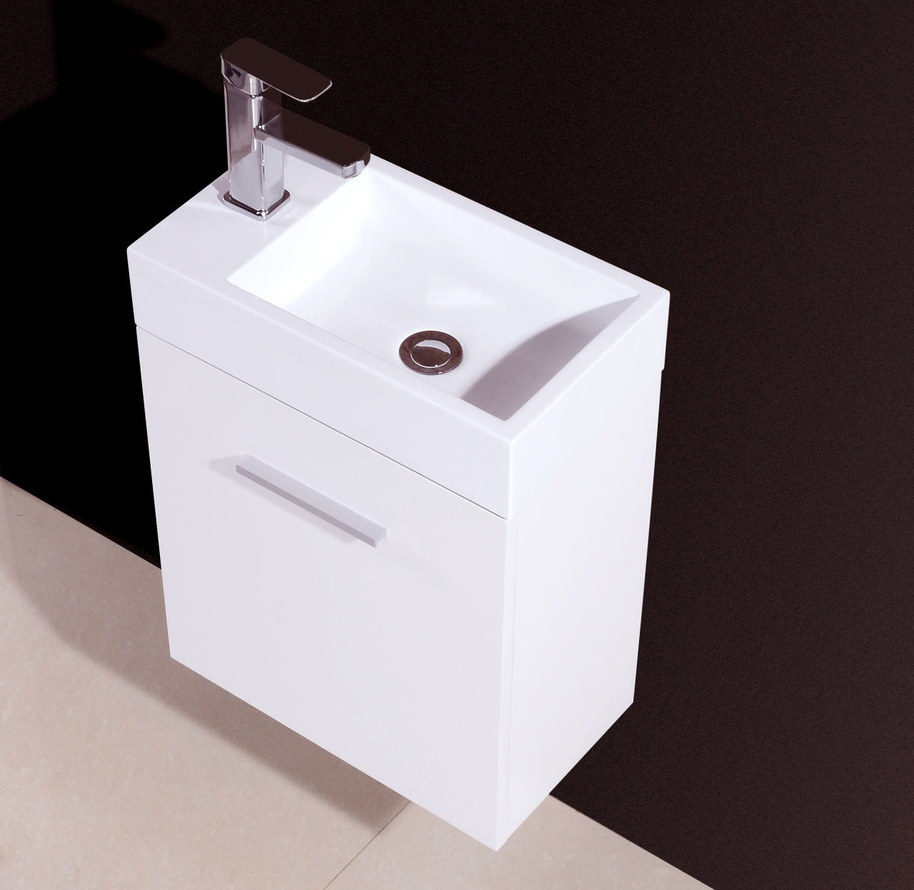 Bliss 18" Gloss White Wall Mount Modern Bathroom Vanity