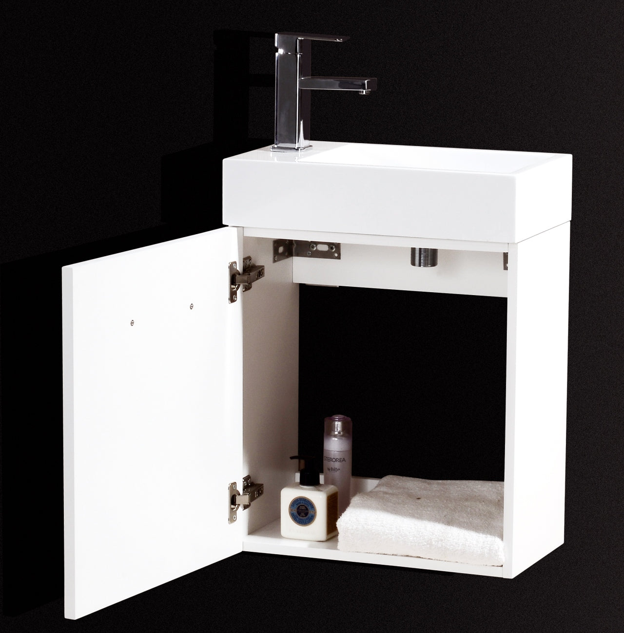 Bliss 18" Gloss White Wall Mount Modern Bathroom Vanity