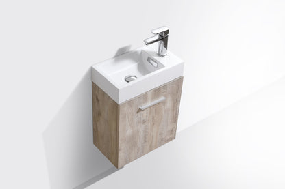 Bliss 18" Nature Wood Wall Mount Modern Bathroom Vanity