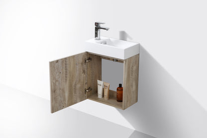 Bliss 18" Nature Wood Wall Mount Modern Bathroom Vanity