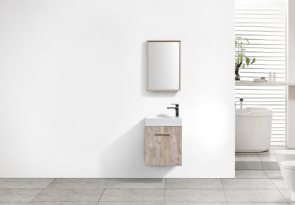 Bliss 18" Nature Wood Wall Mount Modern Bathroom Vanity