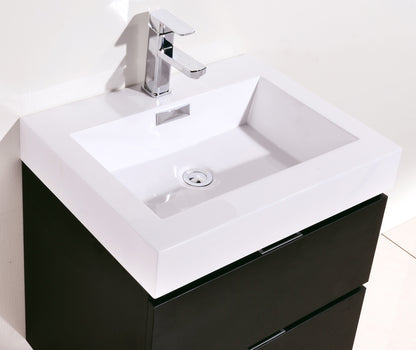 Bliss 24" Black Wall Mount Modern Bathroom Vanity