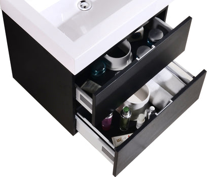 Bliss 24" Black Wall Mount Modern Bathroom Vanity