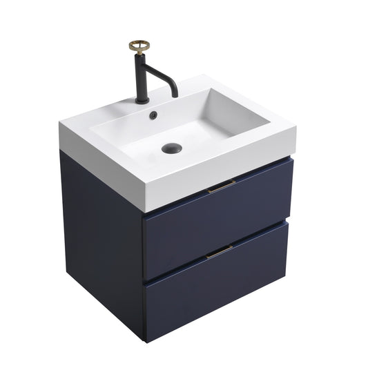 Bliss 24" Navy Blue Wall Mount Modern Bathroom Vanity