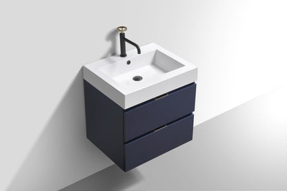 Bliss 24" Navy Blue Wall Mount Modern Bathroom Vanity