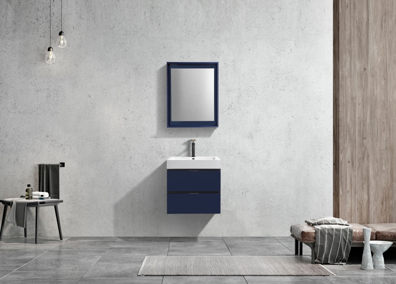Bliss 24" Navy Blue Wall Mount Modern Bathroom Vanity