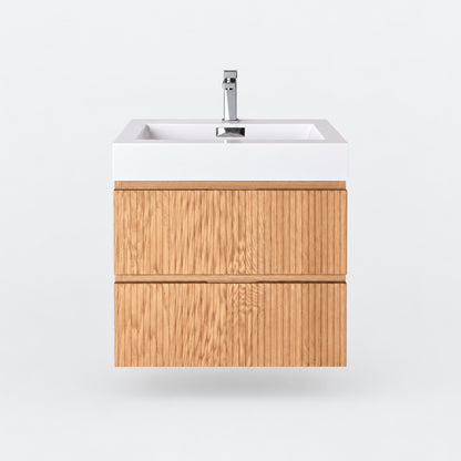 Bliss 24" Fluted Oakwood Single Sink Wall Mount Vanity -  ETA Mid of Oct