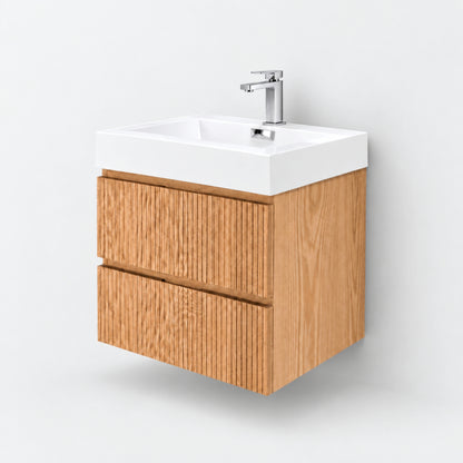 Bliss 24" Fluted Oakwood Single Sink Wall Mount Vanity -  ETA Mid of Oct
