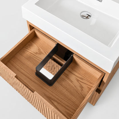 Bliss 24" Fluted Oakwood Single Sink Wall Mount Vanity -  ETA Mid of Oct