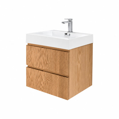 Bliss 24" Fluted Oakwood Single Sink Wall Mount Vanity -  ETA Mid of Oct