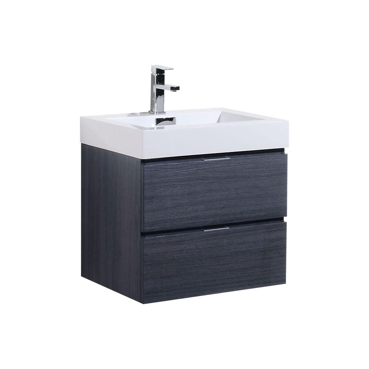 Bliss 24" Gray Oak Wall Mount Modern Bathroom Vanity