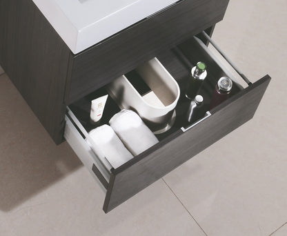Bliss 24" Gray Oak Wall Mount Modern Bathroom Vanity