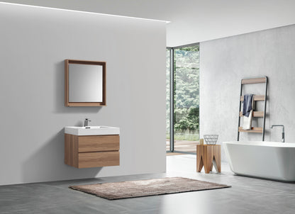 Bliss 24" Honey Oak Wood Wall Mount Modern Bathroom Vanity