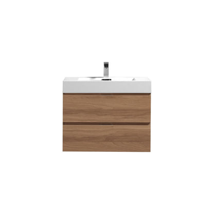Bliss 24" Honey Oak Wood Wall Mount Modern Bathroom Vanity