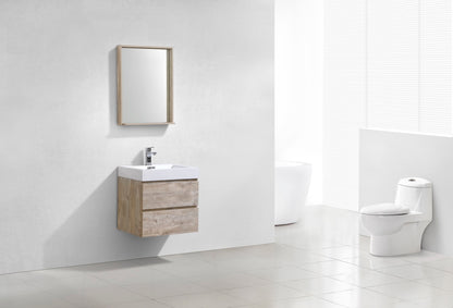Bliss 24" Nature Wood Wall Mount Modern Bathroom Vanity
