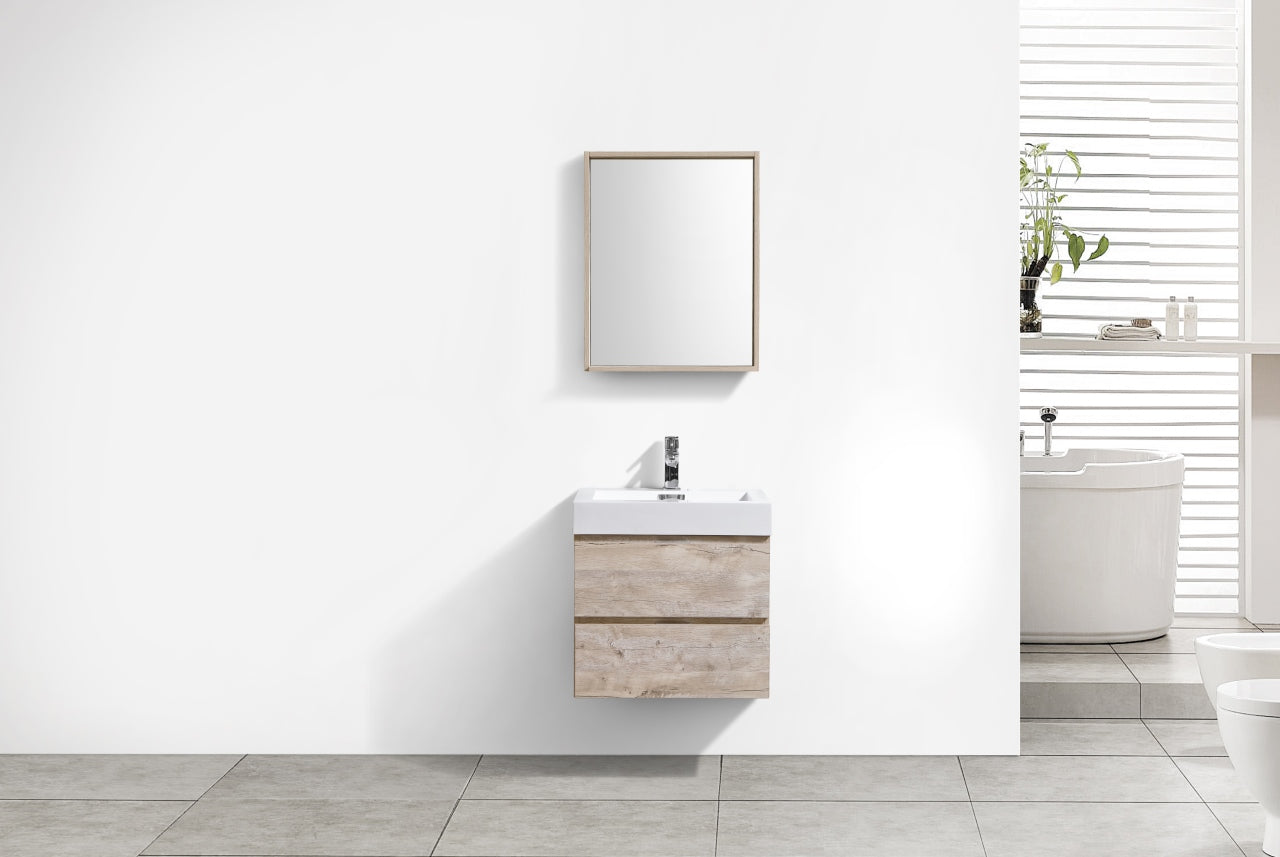 Bliss 24" Nature Wood Wall Mount Modern Bathroom Vanity