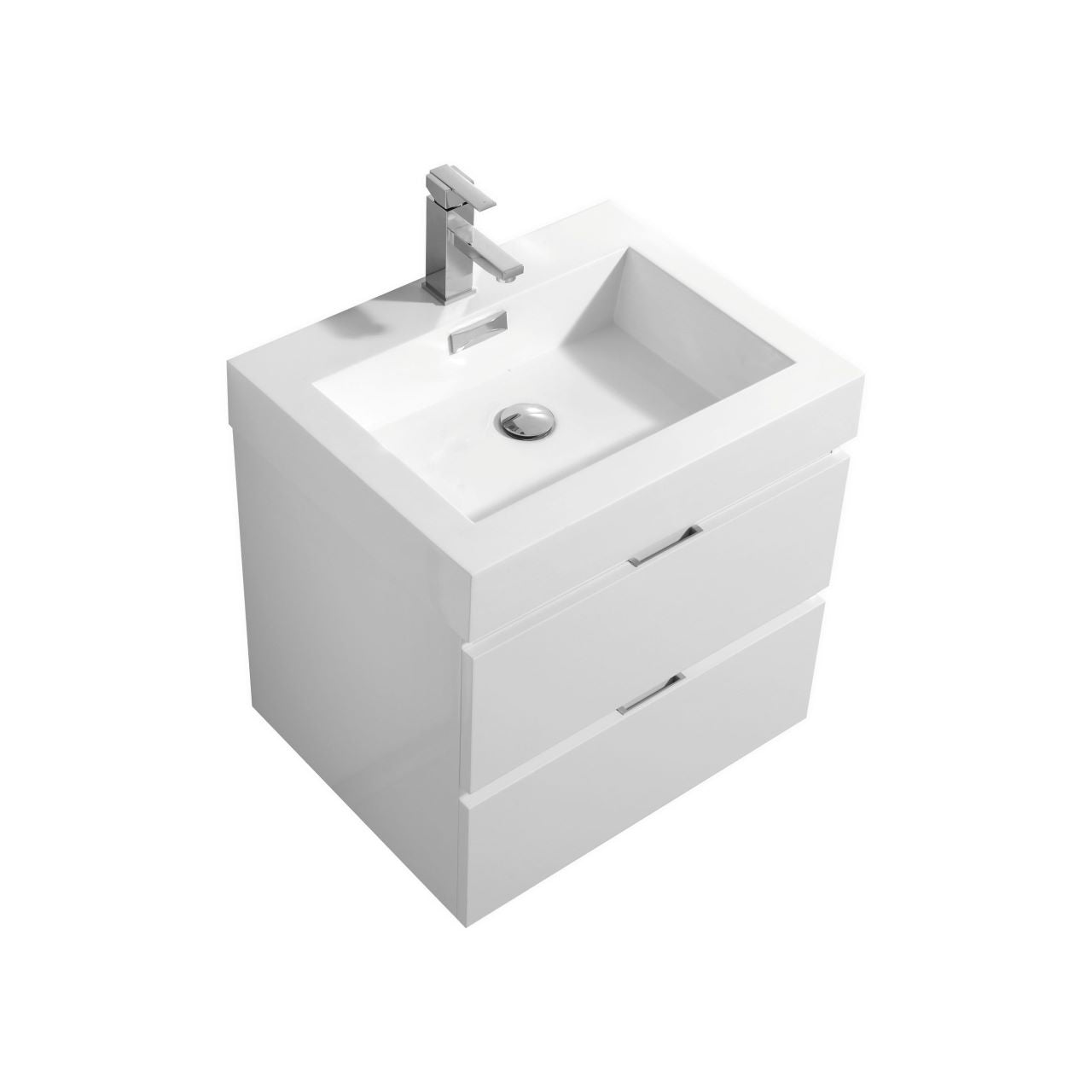Bliss 24" High Glossy White Wall Mount Modern Bathroom Vanity