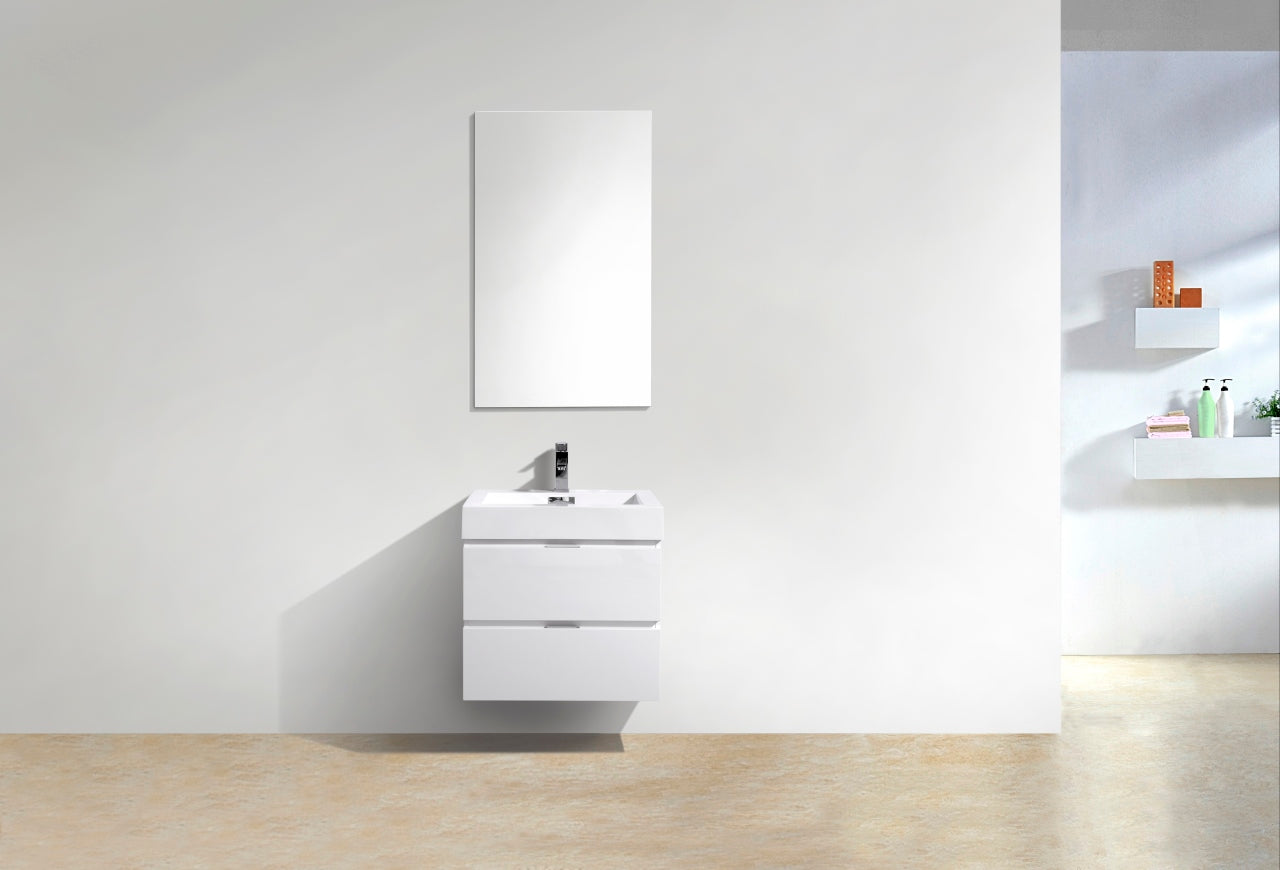 Bliss 24" High Glossy White Wall Mount Modern Bathroom Vanity