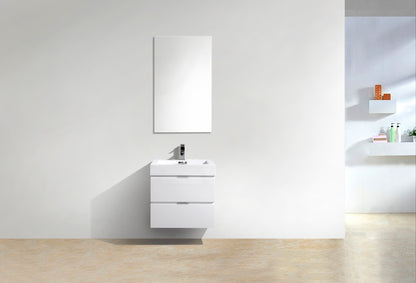 Bliss 24" High Glossy White Wall Mount Modern Bathroom Vanity