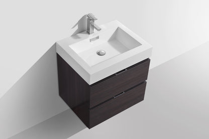 Bliss 24" High Gloss Gray Oak Wall Mount Modern Bathroom Vanity
