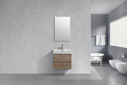 Bliss 24" Butternut Wood Wall Mount Modern Bathroom Vanity