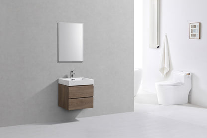Bliss 24" Butternut Wood Wall Mount Modern Bathroom Vanity