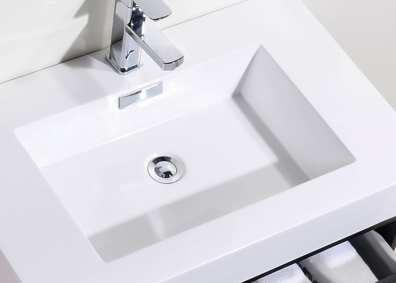 Bliss 30" Black Wall Mount Modern Bathroom Vanity
