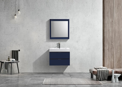 Bliss 30" Navy Blue Wall Mount Modern Bathroom Vanity
