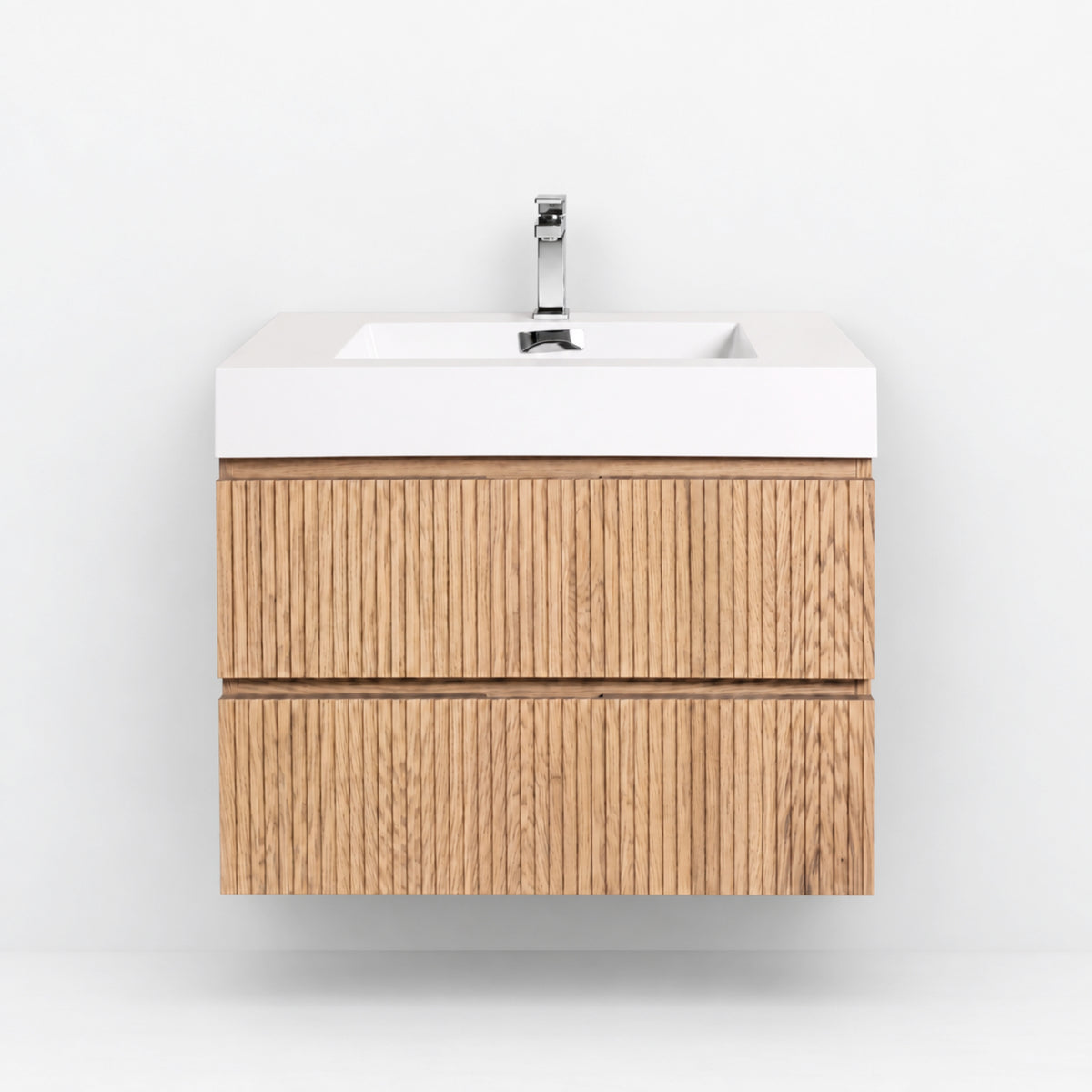 Bliss 30" Fluted Oakwood Single Sink Wall Mount Vanity - ETA Mid Of Oct