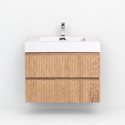 Bliss 30" Fluted Oakwood Single Sink Wall Mount Vanity - ETA Mid Of Oct