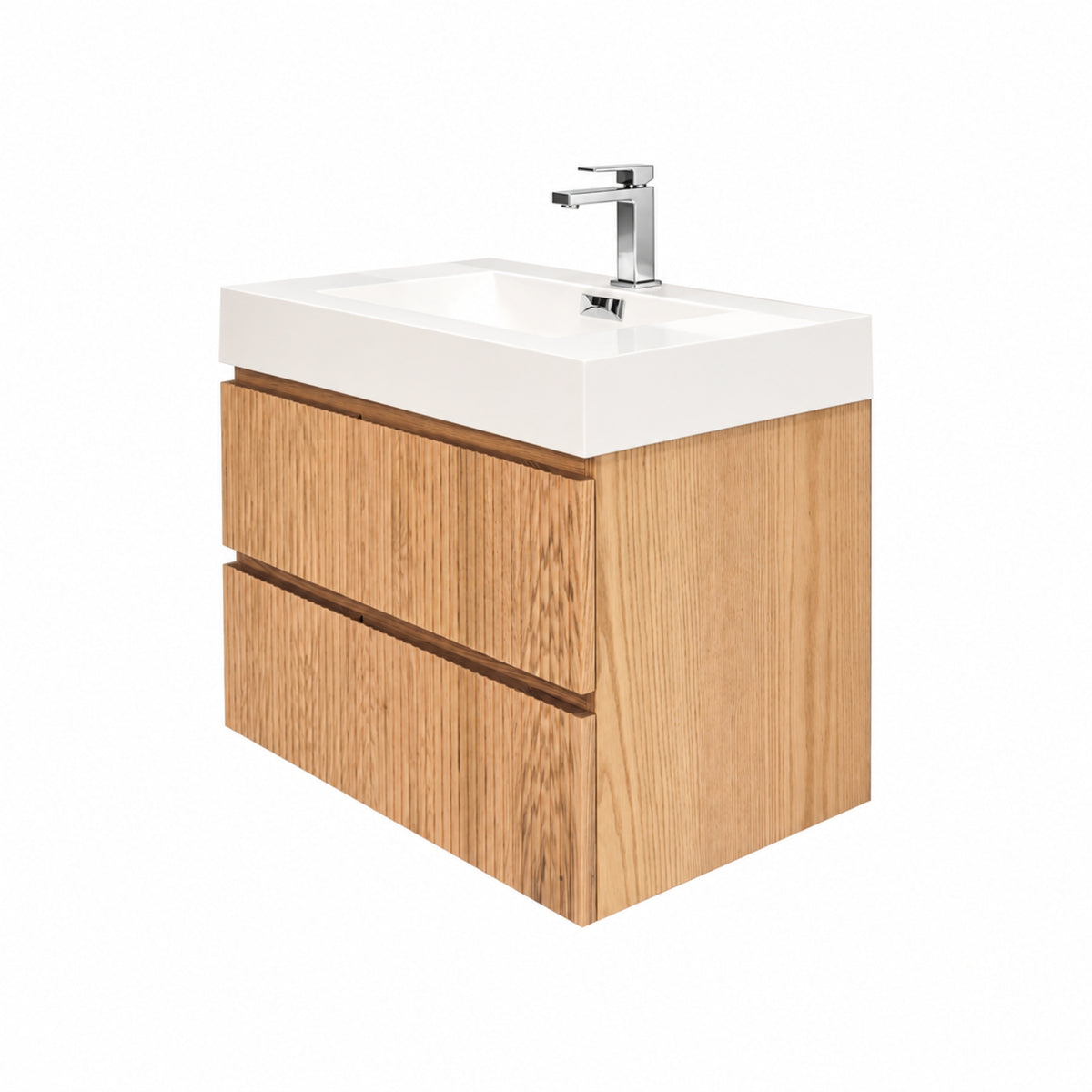 Bliss 30" Fluted Oakwood Single Sink Wall Mount Vanity - ETA Mid Of Oct